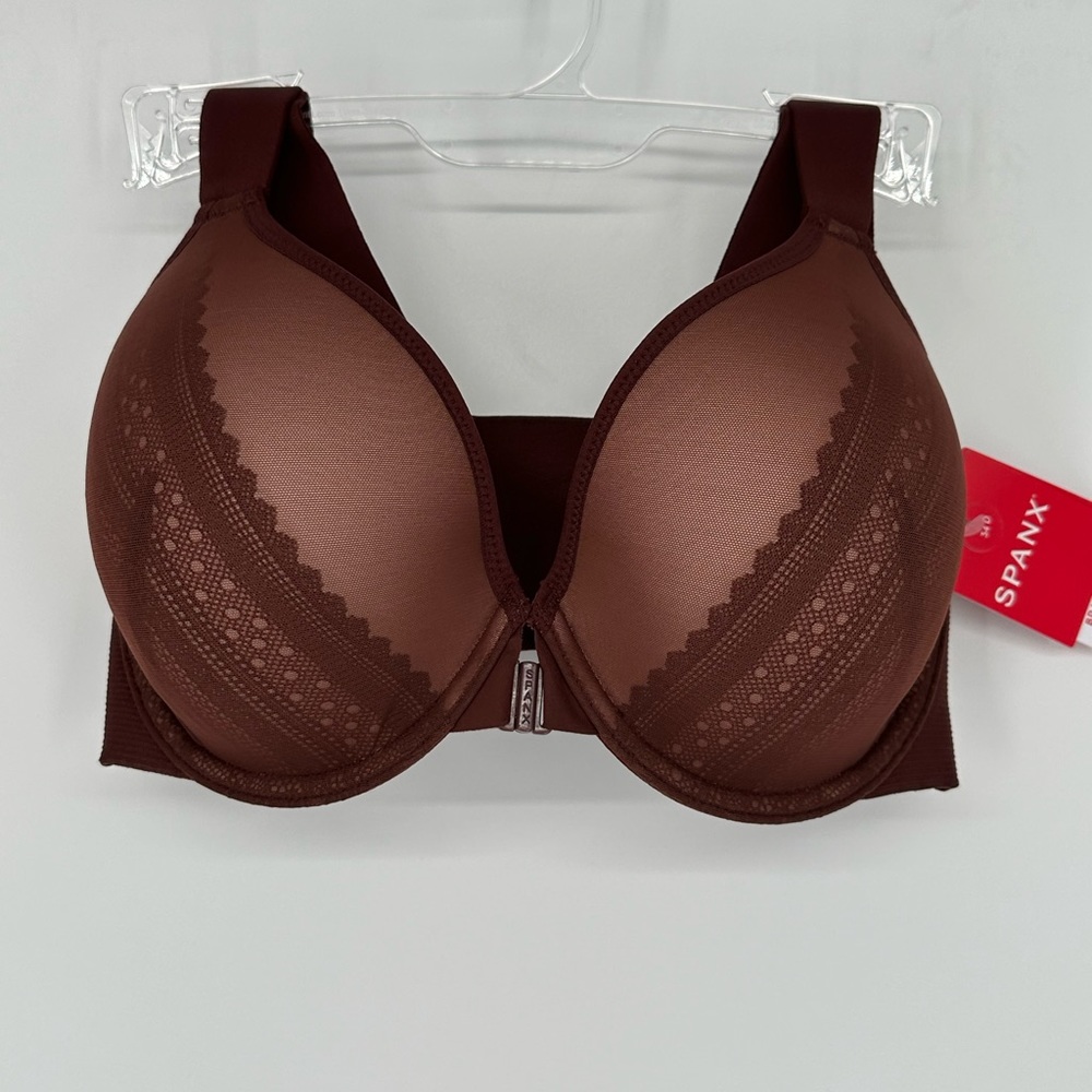 SPANX Brown Lace Trim Underwire T-Shirt Bra